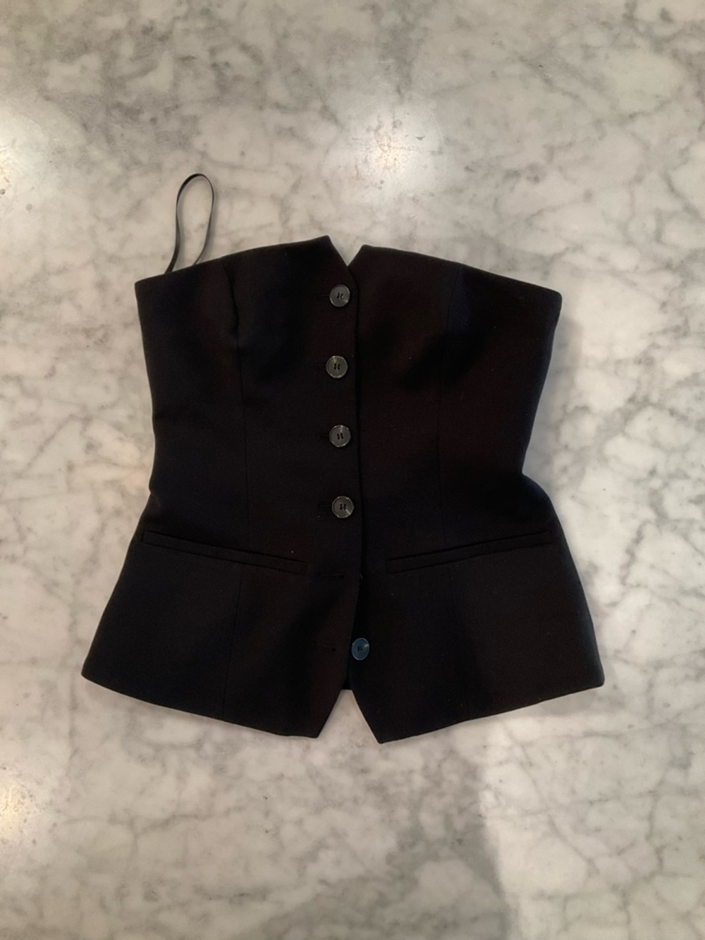 Nasty Gal Black Strapless Button-Front Peplum Top